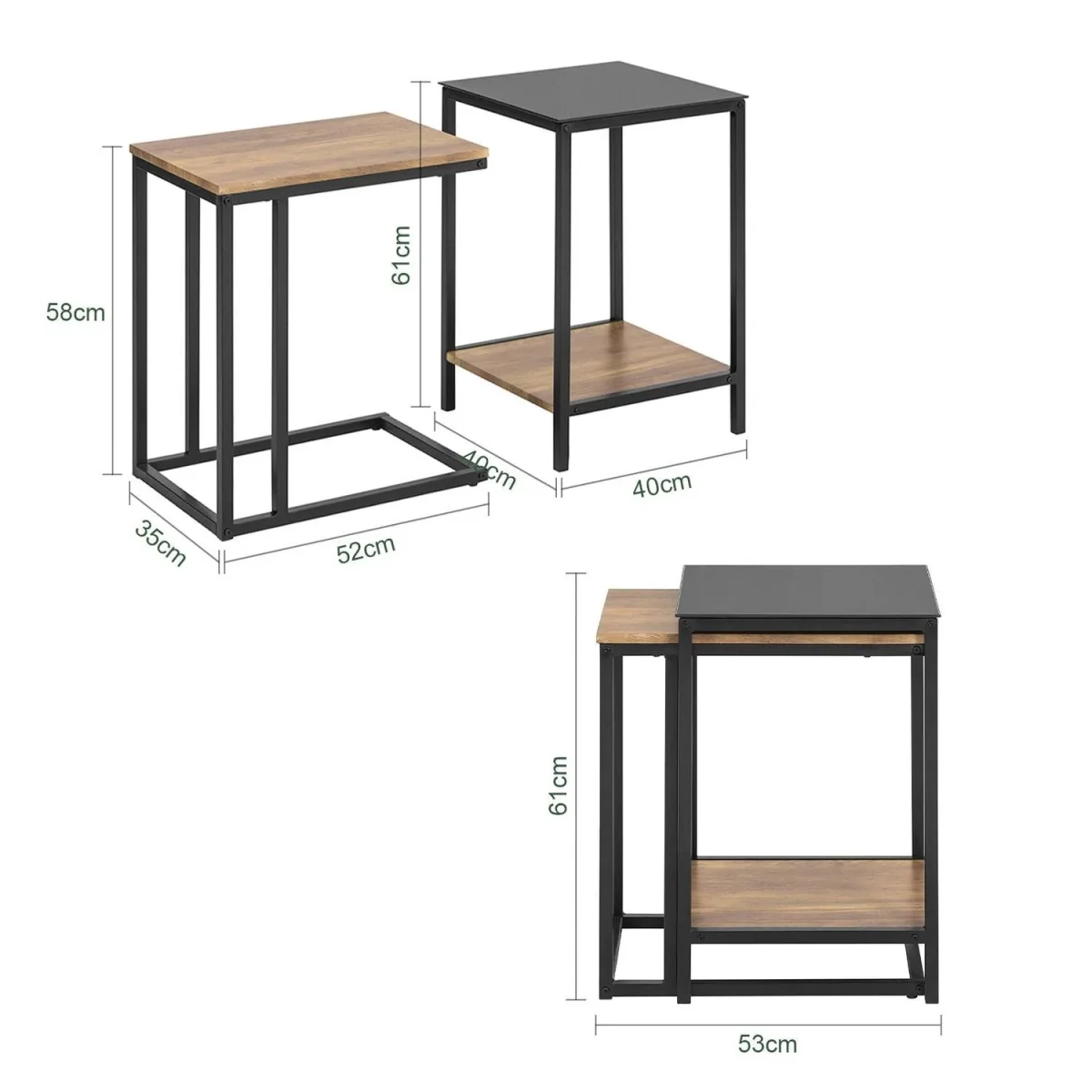 SoBuy Satsbord set om 2, Sidobord, Soffbord, Cafébord, Laptopbord, FBT99-F - Bild 4