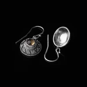 Premium Granulation Örhängen, Citrin Silver